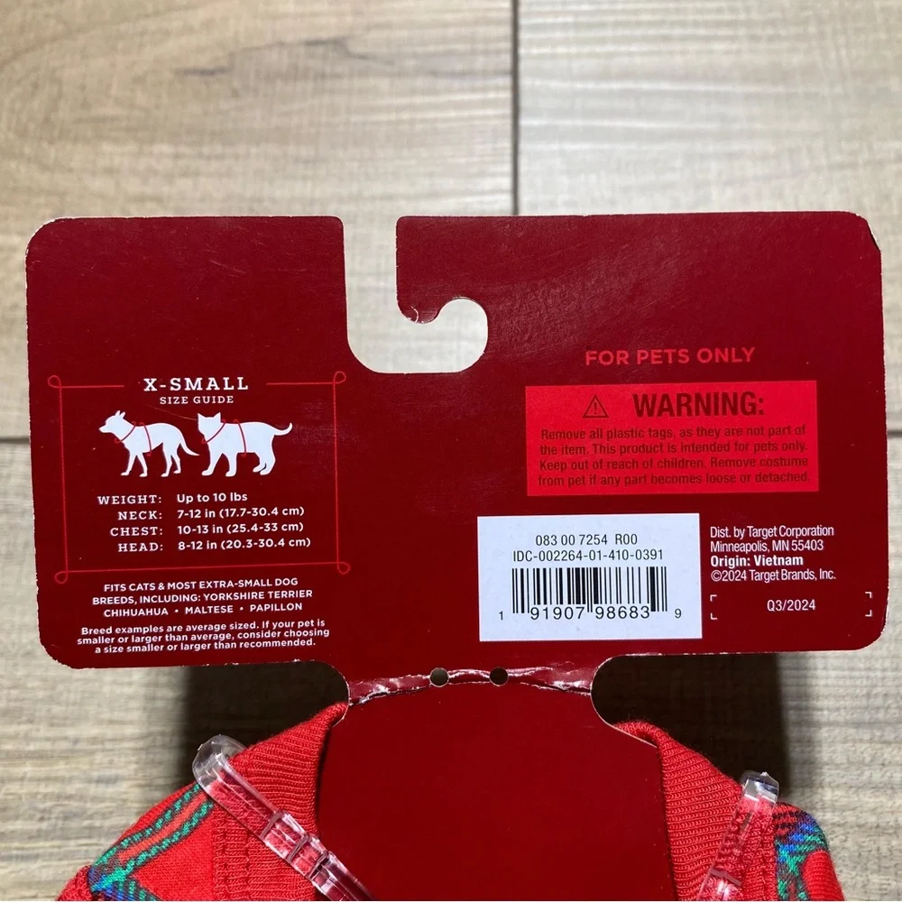Wondershop By Target Plaid Pet Pajamas Size XS Red‎ Blue White Green